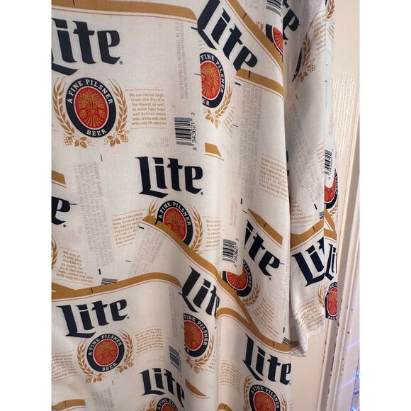 Miller Lite Beer Hawaiian Shirt Men’s L Button Up Short Sleeve Lager Logo NWOT - Picture 10 of 10